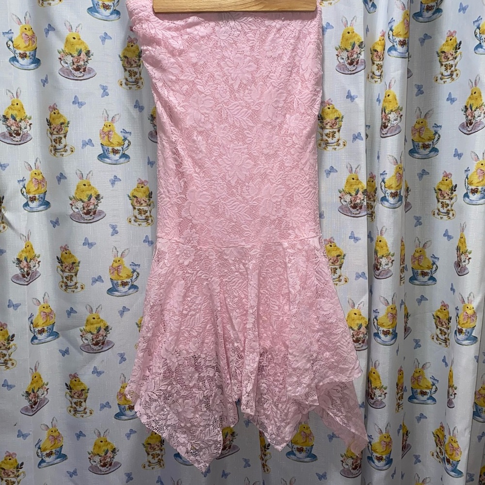 Light Pink Strapless Lace Fairy Dress